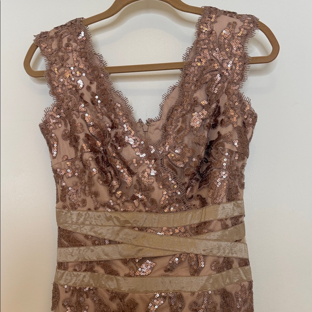 Tadashi Shoji Sparkling Sequin knee length Dress in Dusty Rose color - Picture 6 of 10